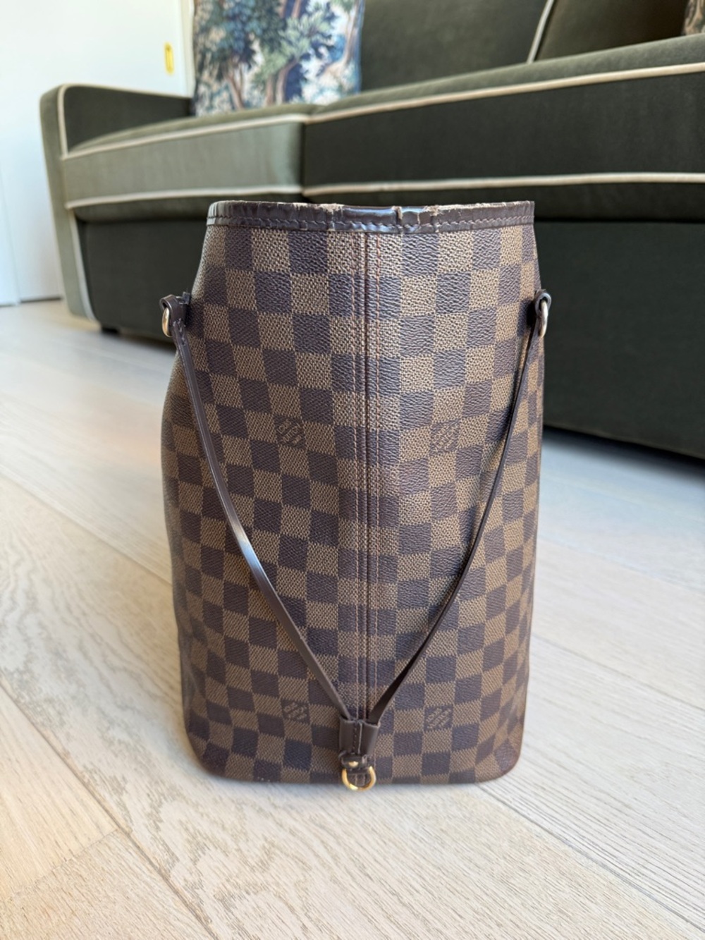 Louis Vuitton Neverfull GM Tote Damier Ebene Canvas Preowned Authentic Bag Purse - Picture 6 of 17